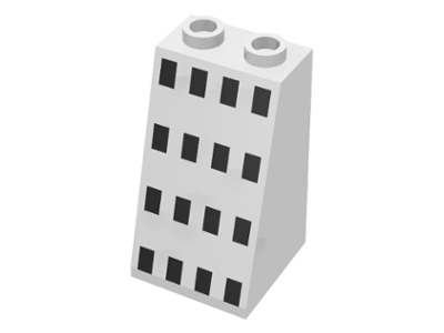 Slope 75 2 x 2 x 3 - Hollow Studs with 16 Black Rectangles (Ferry Windows) Pattern