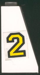 Slope 75 2 x 2 x 3 - Hollow Studs with Yellow Number 2 with Black Outline Pattern Model Right Side (Sticker) - Set 6483