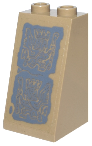 Slope 75 2 x 2 x 3 - Hollow Studs with Aztec Carvings on Dark Bluish Gray Stones Pattern (Sticker) - Set 7627