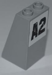 Slope 75 2 x 2 x 3 - Hollow Studs with Black 'A2' on White Background Pattern (Sticker) - Set 8186