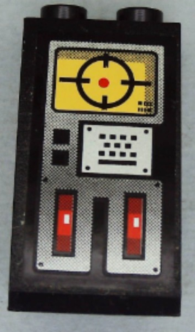 Slope 75 2 x 2 x 3 - Hollow Studs with Red Switches and Screen with Black Crosshairs Pattern (Sticker) - Set 8864