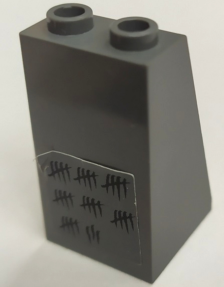 Slope 75 2 x 2 x 3 - Hollow Studs with Black Tally Marks Pattern (Sticker) - Set 7237