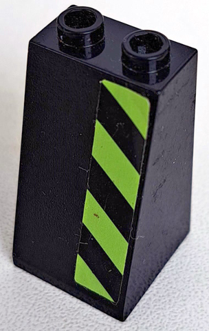 Slope 75 2 x 2 x 3 - Hollow Studs with Black and Lime Danger Stripes Pattern Model Right Side (Sticker) - Set 7709