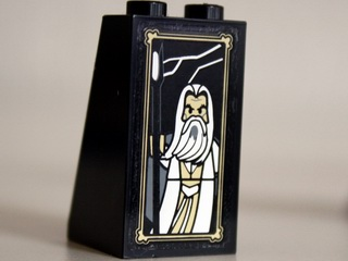 Slope 75 2 x 2 x 3 - Solid Studs with Portrait of Saruman the White Pattern (Sticker) - Set 10237