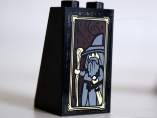 Slope 75 2 x 2 x 3 - Solid Studs with Portrait of Gandalf the Grey Pattern (Sticker) - Set 10237