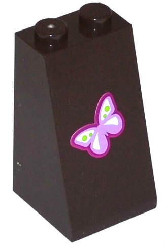 Slope 75 2 x 2 x 3 - Solid Studs with Lavender, White, Lime and Magenta Butterfly Pattern (Sticker) - Set 41059