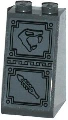 Slope 75 2 x 2 x 3 - Solid Studs with Snake Head Looking Right and Serrated Blade Sword Bas-Relief Sculpture Pattern (Sticker) - Set 70750