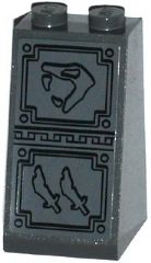 Slope 75 2 x 2 x 3 - Solid Studs with Snake Head Looking Left and 2 Scimitar Swords Bas-Relief Sculpture Pattern (Sticker) - Set 70750
