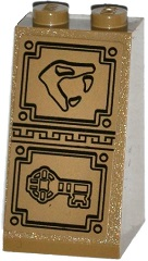 Slope 75 2 x 2 x 3 - Solid Studs with Snake Head Looking Right and Key Bas-Relief Sculpture Pattern (Sticker) - Set 70748