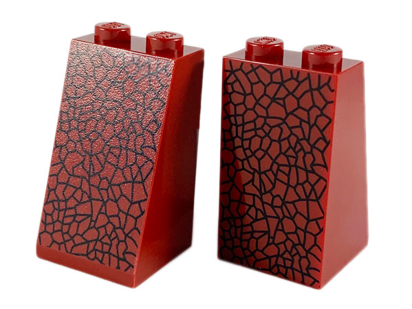 Slope 75 2 x 2 x 3 - Solid Studs with Black Animal Scales / Cracks Pattern