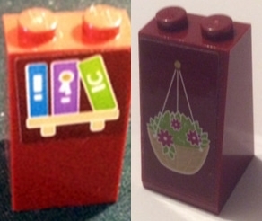 Slope 75 2 x 2 x 3 - Solid Studs with Hanging Basket on Front and Bookshelf on Back Pattern (Stickers) - Set 41126