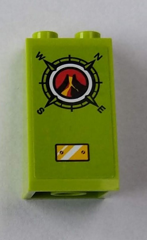 Slope 75 2 x 2 x 3 - Solid Studs with Volcano Explorers Logo and Yellow Metal Plate Pattern (Sticker) - Set 60124