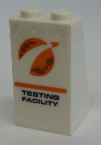 Slope 75 2 x 2 x 3 - Solid Studs with Orange City Mars Exploration Logo and 'TESTING FACILITY' Pattern (Sticker) - Set 60228