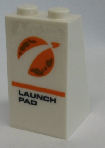 Slope 75 2 x 2 x 3 - Solid Studs with Orange City Mars Exploration Logo and 'LAUNCH PAD' Pattern (Sticker) - Set 60228