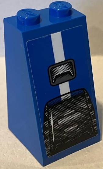 Slope 75 2 x 2 x 3 - Solid Studs with Black and Dark Bluish Gray Engine Bay Window and White Stripe Pattern (Sticker) - Set 75881