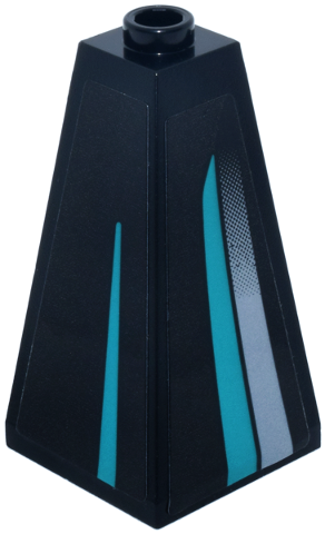 Slope 75 2 x 2 x 3 Double Convex with Dark Turquoise and Light Bluish Gray Gradient Lines Pattern Model Right Side (Stickers) - Set 77244