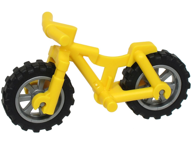 Bicycle Heavy Mountain Bike with Handlebars with Flat Silver Wheels and Black Tires (36934 / 50862 / 50861)