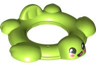 Duplo Bath Toy 8 x 8 Floating Ring, Top - Turtle with Black Eyes, Coral Ovals on Cheeks, Lopsided Open Mouth Smile with Tongue Pattern