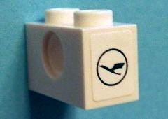 Technic, Brick 1 x 2 with Hole and Lufthansa Logo Pattern on Both Ends (Stickers) - Set 40146