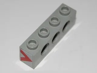 Technic, Brick 1 x 4 with Holes with Red Chevron Pattern on Both Sides (Stickers) - Set 8485