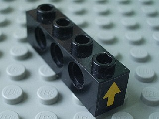 Technic, Brick 1 x 4 with Holes with Yellow Arrow Pattern on Both Sides (Stickers) - Set 8412