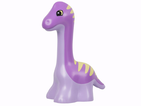 Duplo Dinosaur Diplodocus Baby with Medium Lavender Back and Bright Light Yellow Stripes Pattern