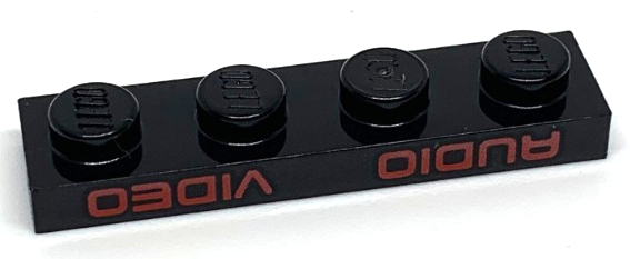 Plate 1 x 4 with Red 'AUDIO' and 'VIDEO' Pattern