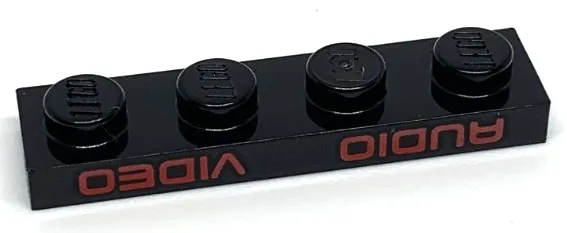 Plate 1 x 4 with Red 'AUDIO' and 'VIDEO' Pattern