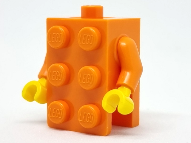 Torso, 2 x 3 Brick Costume / Orange Arms / Yellow Hands (BAM)