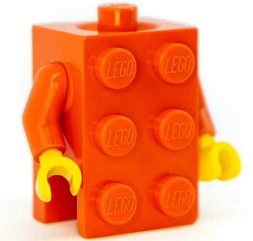 Torso, 2 x 3 Brick Costume / Reddish Orange Arms / Yellow Hands (BAM)