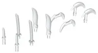 Minifigure, Weapon Pack Hooks, Knives, and Swords, 10 in Bag (Multipack)