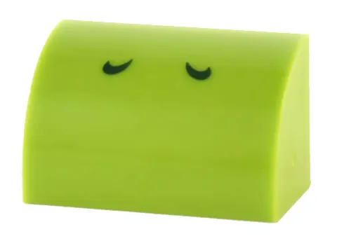 Slope, Curved 1 x 2 with Bottom Stud Holder with 2 Dark Green Curved Lines Pattern (Super Mario Yoshi Nostrils)