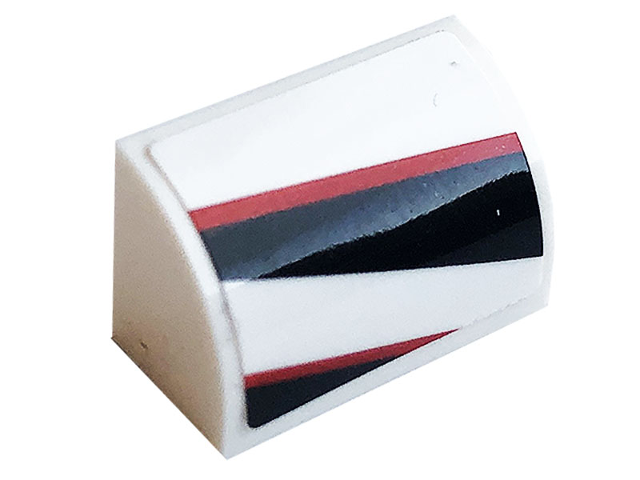 Slope, Curved 1 x 2 with Bottom Stud Holder with Black and Red Stripes Pattern Model Right Side (Sticker) - Set 76896