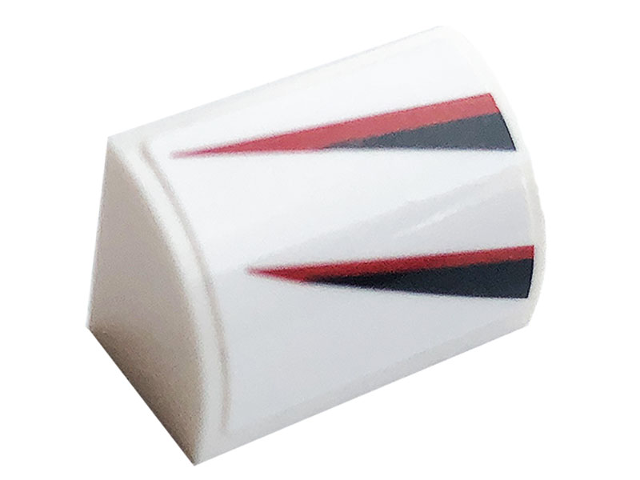 Slope, Curved 1 x 2 with Bottom Stud Holder with Red and Black Stripe Pattern Model Right Side (Sticker) - Set 76896