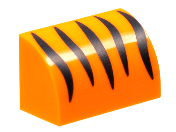 Slope, Curved 1 x 2 with Bottom Stud Holder with Black Tiger Stripes Pattern
