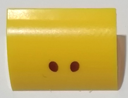 Slope, Curved 1 x 2 with Bottom Stud Holder with 2 Reddish Brown Dots Pattern (Super Mario Mechakoopa Nostrils)