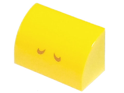 Slope, Curved 1 x 2 with Bottom Stud Holder with 2 Medium Nougat Curved Lines Pattern (Super Mario Kamek / Toady Nostrils)