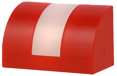 Slope, Curved 1 x 2 with Bottom Stud Holder with Wide Vertical White Stripe Pattern (Super Mario Boomerang Bro / Fire Bro / Hammer Bro / Ice Bro Hat Back)