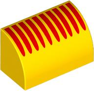 Slope, Curved 1 x 2 with Bottom Stud Holder with 10 Tapered Red Lines Pattern (Pirate Beard)