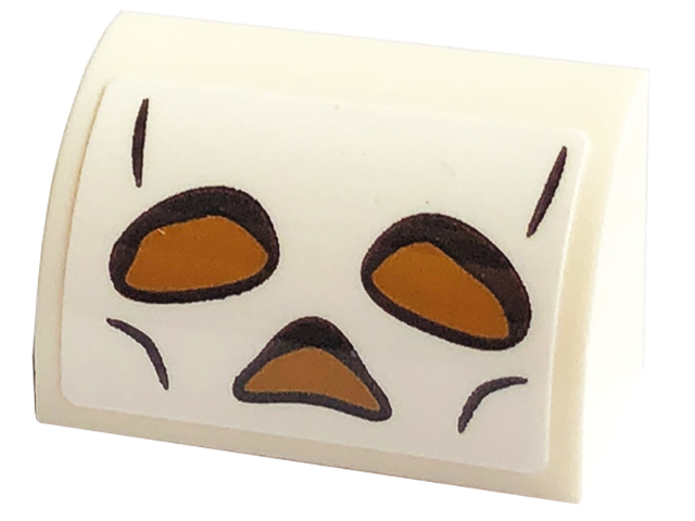 Slope, Curved 1 x 2 with Bottom Stud Holder with Skeleton Head, Medium Nougat Eyes and Nose Pattern (Sticker) - Set 43220