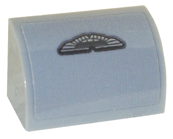 Slope, Curved 1 x 2 with Bottom Stud Holder with Silver and Black Aston Martin Logo Pattern (Sticker) - Set 76911