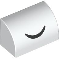 Slope, Curved 1 x 2 with Bottom Stud Holder with Black Closed Eye Curved Line Pattern