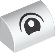 Slope, Curved 1 x 2 with Bottom Stud Holder with Black and White Eye Pattern