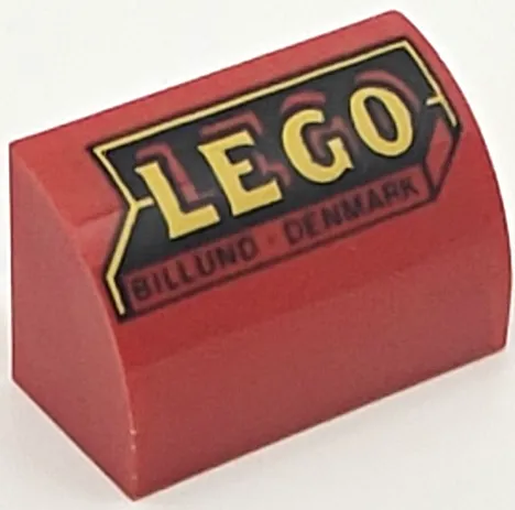 Slope, Curved 1 x 2 with Vintage LEGO Logo with Black 'BILLUND' and 'DENMARK' Pattern (Set 4000046)