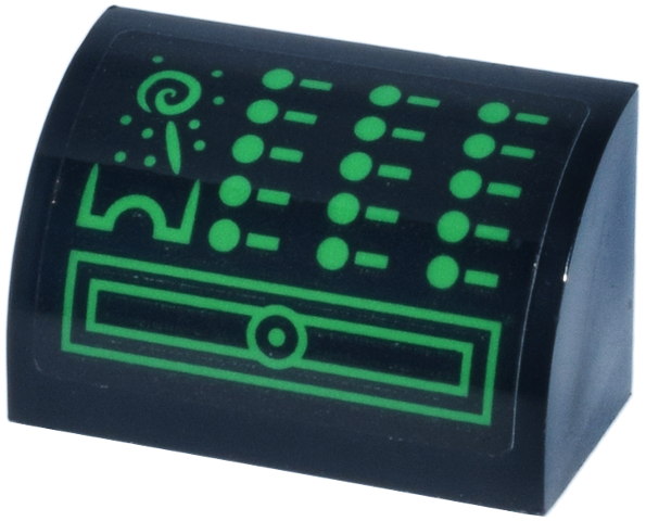 Slope, Curved 1 x 2 with Bottom Stud Holder with Cash Register, Bright Green Lollipop, Buttons and Rectangle Drawer Pattern (Sticker) - Set 76457