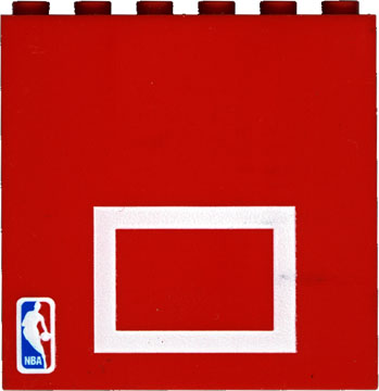 Brick 1 x 6 x 5 with Basketball Backboard with White Rectangle and NBA Logo Pattern