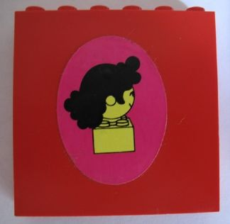 Brick 1 x 6 x 5 with Homemaker Figure / Maxifigure Head Coiffure, Facing Right Pattern (Sticker) - Set 230-1