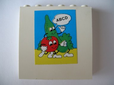 Brick 1 x 6 x 5 with Tomato, Cucumber and 'ABCD' Pattern (Sticker) - Set 231-1