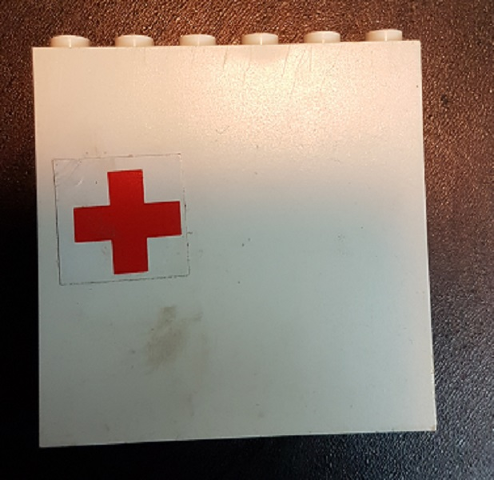 Brick 1 x 6 x 5 with Red Cross Pattern (Sticker) - Set 231-1