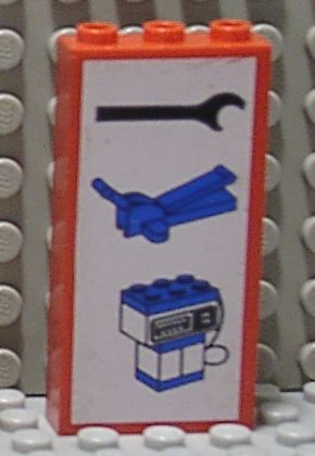 Brick 1 x 3 x 5 with Wrench, Jack, and Pump Pattern
